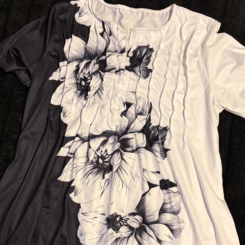 Monochrome Floral Women's Blouse